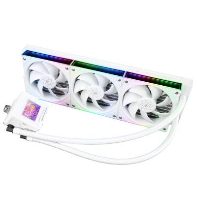 Водяное охлаждение для процессора/ Water Cooling System Thermalright Frozen Warframe SE 360 ARGB V2 (360mm, LED temp., White, ARGB/ Fans: 3x120mm, 68.9CFM, 28.2dBA, 2000RPM/ Pump height 59mm, Rad thickness 27mm/ S: 1851, 1700, 1200, 115X, AM5, AM4)
