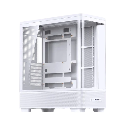 Корпус без блока питания Case JONSBO TK-5, Midi-Tower, TG, no fan, 2xUSB-A 3.0 + 1xUSB-C 3.2, ATX, mATX, mITX White