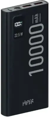Мобильный аккумулятор Hiper CORE X Transparent 10000mAh QC/PD 3A черный