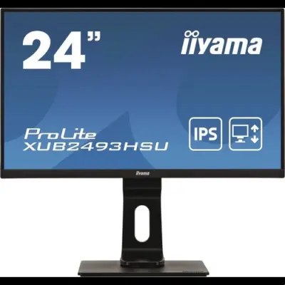IIYAMA 23.8" XUB2493HSU-B1 черный {IPS LED 1920x1080 4ms 16:9 250cd 1000:1 178/178 D-Sub HDMI DisplayPort USB-Hub AudioOut 2Wx2}
