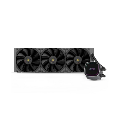 Система охлаждения/ Water Cooling System PCCooler DE360 BK (310W, 360mm, Black, ARGB Pump/ Fans: 3x120mm, 71.86CFM, 33.8dBA, 1850RPM/ Pump height 55mm, 28dBA, 3200RPM, Rad thickness 27mm/ S: 1851, 1700, 1200, 20XX, 115X, AM5, AM4)