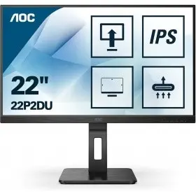 LCD AOC 21.5'' 22P2DU Черный {IPS 1920х1080 75Hz 250cd 8bit 178/178 1000:1 4ms D-Sub DVI HDMI1.4 AudioOut 2x2W 4xUSB3.2 FlickerFree Pivot Tilt Swivel VESA}