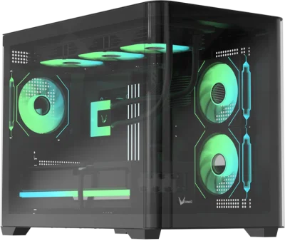 Корпус Formula V Line Crystal U2M Floe Black, MATX, TYPE-C*1, USB3.0*1, Curved Glass, SIDE 2x FLOE ARGB, REAR 1x FLOE ARGB