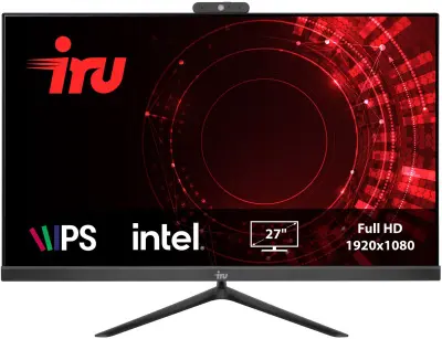 Моноблок IRU Office 27IH5P 27" Full HD i3 10105 (3.7) 16Gb SSD256Gb UHDG 630 Free DOS GbitEth WiFi BT 120W Cam черный 1920x1080