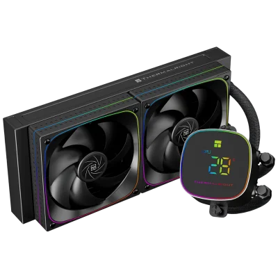 Система жидкостного охлаждения/ Water Cooling System Thermalright Frozen Horizon 240 Digital (240mm, LED temp., Black, ARGB/ Fans: 2x120mm, 68.9CFM, 28.2dBA, 2000RPM/ Pump height 53.2mm, Rad thickness 27mm/ S: 1700, 1200, 1851, 115X, AM5, AM4)
