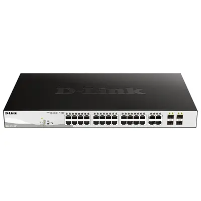 Коммутатор D-Link DGS-1210-28P/FL2A 24x1Гбит/с 4xКомбо(1000BASE-T/SFP) 24PoE+ 193W управляемый