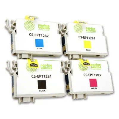 -/ Картридж струйный Cactus CS-EPT1285 T1285 черный/голубой/пурпурный/желтый набор (31мл) для Epson Sty