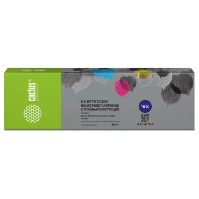 -/ Картридж струйный Cactus CS-EPT01C300 T01C3 пурпурный (68мл) для Epson WorkForce Pro WF-C529RDTW/C57