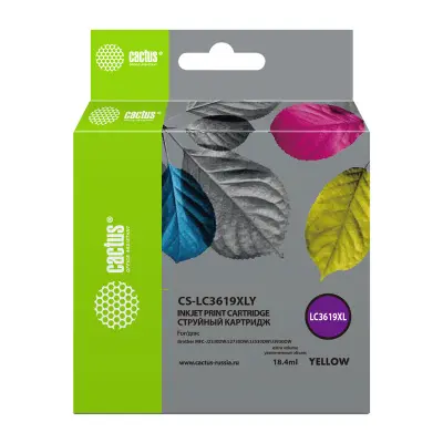 -/ Картридж струйный Cactus CS-LC3619XLY желтый (18.4мл) для Brother MFC-J2330DW/J2730DW/J3530DW/J3930D