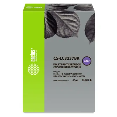 -/ Картридж струйный Cactus CS-LC3237BK черный (65мл) для Brother HL-J6000DW/J6100DW