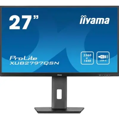 LCD IIYAMA 27" XUB2797QSN-B1 черный {IPS 2560x1440 100Hz 1ms 250cd HDMI DisplayPort USB3.2 USB-C3.2(65W) USB-C3.2(15W) RJ-45 2x2W HAS Pivot}