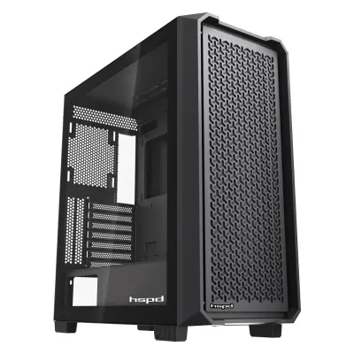 Корпус без блока питания/ Case HSPD F750, Mesh Mid Tower, Black, TG, 0.6 SPCC, no fans, ATX, mATX, mITX 160/405/160mm 3x2.5", 2x3.5", 7xPCI 1xUSB-A 3.0, 2xUSB-A 2.0 450x210x482mm