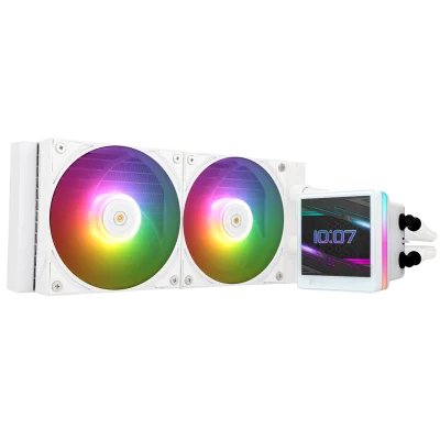 Водяное охлаждение для процессора/ Water Cooling System Thermalright Grand Vision 240 (240mm, LED, White, ARGB/ Fans: 2x120mm, 80.45CFM, 29.4dBA, 2150RPM/ Pump height 72.5mm, 6400RPM, Rad thickness 27mm/ S: 1700, 1200, 1851, 115X, 2011, 2066, AM5, AM4)