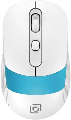 Мышь Оклик 310MW белый/синий оптическая (3200dpi) беспроводная USB для ноутбука (4but)
