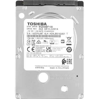 Жесткий диск/ HDD Toshiba SATA3 1Tb 2.5"  5400 128Mb OFFICIAL RECERTIFIED 1 year warranty (replacement HDWL110UZSVA)