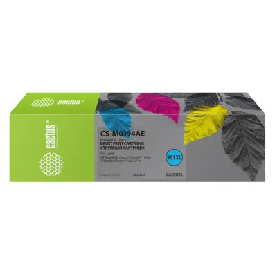 -/ Картридж струйный Cactus CS-M0J94AE 991XL пурпурный (250мл) для HP PW 755dn/MFP774dn/779dn/Pro750dw/