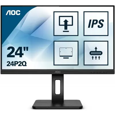 LCD AOC 23.8" 24P2Q Black с поворотом экрана {IPS 1920x1080 75Hz 4 ms 178/178 250cd DVI HDMI DisplayPort 1.2 4xUSB3.2 MM Pivot}