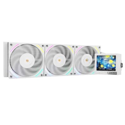 Водяное охлаждение для процессора/ Water Cooling System Thermalright Mjolnir Vision 360 (360mm, LED, White, ARGB/ Fans: 3x120mm, 69CFM, 27dBA, 2150RPM/ Pump height 65mm, Rad thickness 27mm/ S: 1700, 1200, 1851, 115X, 2011, 2066, AM5, AM4)