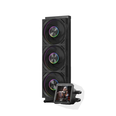 Система охлаждения/ Water Cooling System PCCooler DT360 ARGB Display BK  (300W, 360mm, LED temp., Black, ARGB/ Fans: 3x120mm, 83.83CFM, 3000RPM/ Pump height 62mm, 15dBA, 2600RPM, Rad thickness 27mm/ S: 1851, 1700, 1200, 115X, AM5, AM4)