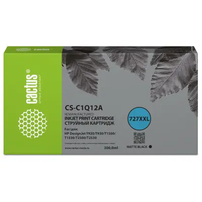 -/ Картридж струйный Cactus CS-C1Q12A №727 черный (300мл) для HP Designjet T920/T930/T1500/T1530