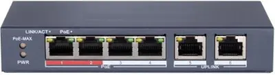 Коммутатор HiWatch DS-S604P 6x100Mb 4PoE+ 35W неуправляемый
