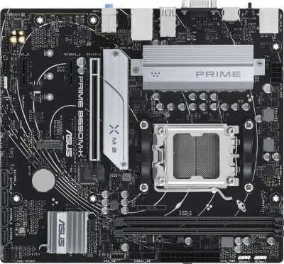 ASUS PRIME B650M-K (Socket AM5, mATX, 2xDDR5(96GB), VGA/HDMI 2.1, 1xPCIe 4.0x16/2xPCIe 4.0, 1xLAN (2.5GbE), 4xSATA 6Gb/s, 2xM.2, 4xUSB 3.2, 4xUSB 2.0, 1xPS/2)
