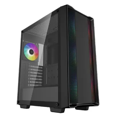 Корпус Deepcool CC560 ARGB V2 без БП, боковое окно (закаленное стекло), 3x120мм ARGB LED вентилятор спереди и 1x120мм ARGB LED вентилятор сзади, черный, ATX