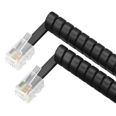 GCR Телефонный шнур витой для трубки 10.0m, RJ9 4P4C (джек), медь, черный