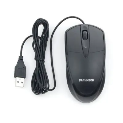 Гарнизон Мышь GM-225, USB, чип- Х, чёрный, 1000 DPI, 2кн.+колесо-кнопка, кабель 1,45м (факт - 1,5м)