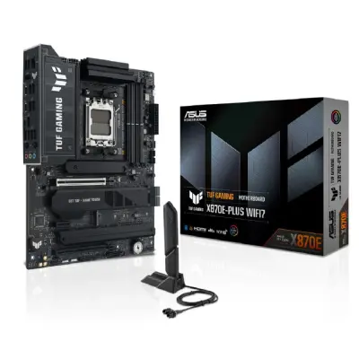 ASUS TUF GAMING X870E-PLUS WIFI7 (Socket AM5,ATX, 4xDDR5(256GB), HDMI/2xUSB4, 1xPCIe 5.0x16/1xPCIe 4.0x16/1xPCIe 3.0x1, 1xLAN 2.5GbE, Wi-Fi 7, BT, 4xSATA 6Gb/s, 4xM.2, 2xType-C, 7xUSB 3.2, 4xUSB 2.0)