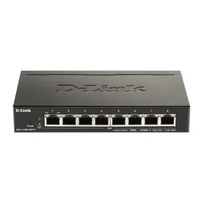 D-Link DGS-1100-08PV2/A3A Настраиваемый L2 коммутатор с 8 портами 10/100/1000Base-T (8 портов PoE 802.3af/at, PoE-бюджет 64 Вт)
