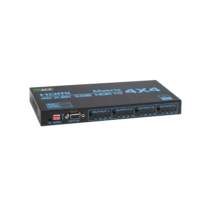 GCR PRO Матричный переключатель HDMI 2.0 4x4, 4 устройства к 4 мониторам, поддержка 4K60Hz, 4:4:4, HDCP 2.2, 18G, IR, RS-232