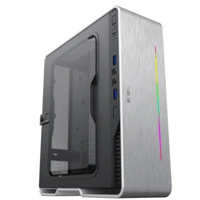 GameMax Корпус Violin Silver S106 180W (USFF, Black, 2*USB3.0+Type C, Flex 180W 80+)
