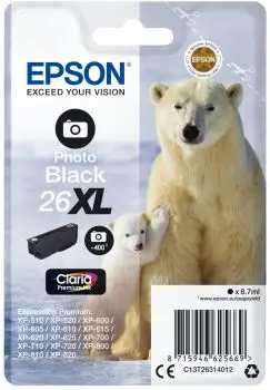 Картридж струйный Epson T2631 C13T26314012 фото черный (400стр.) (8.7мл) для Epson XP-600/700/800