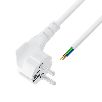 GCR PRO Кабель питания DIY PROF белый, 3.0m, евровилка угловая Schuko - без разъема, 3*1,5mm, медь