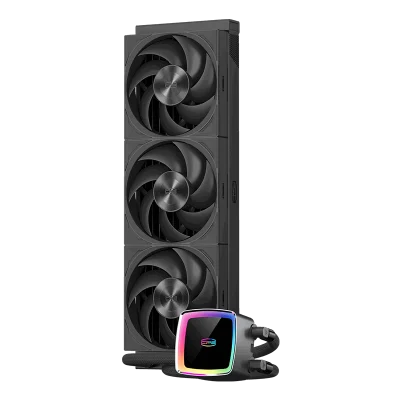Система охлаждения/ Water Cooling System PCCooler DE360 MAX BK (300W, 360mm, Black, ARGB Pump, Fans: 3x120mm, 66CFM, 34.3dBA, 2200RPM/ Pump height 54mm, 15dBA, 2600RPM, Rad thickness 27mm/ S: 1851, 1700, 1200, 115X, AM5, AM4, AM3)
