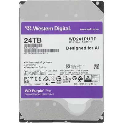 Жесткий диск WD SATA-III 24TB WD241PURP Surveillance Purple Pro (7200rpm) 512Mb 3.5"