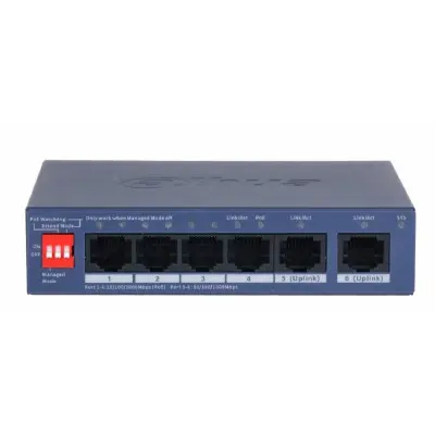 DAHUA DH-CS4006-4GT-36 4-портовый гигабитный PoE коммутатор с функцией облачного управления, 4 RJ45 10/100/1000Мбит/с (PoE/PoE+), 2 RJ45 10/100/1000Мбит/с (uplink)