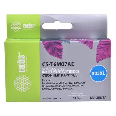 -/ Картридж струйный Cactus CS-T6M07AE №903XL(есть ограничения по прошивке) пурпурный (10мл) для HP OJP