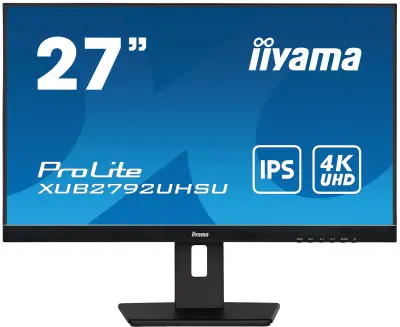 Монитор Iiyama 27" XUB2792UHSU-B5 черный IPS LED 16:9 DVI HDMI M/M матовая HAS Piv 350cd 178гр/178гр 3840x2160 60Hz DP 4K USB 6.7кг