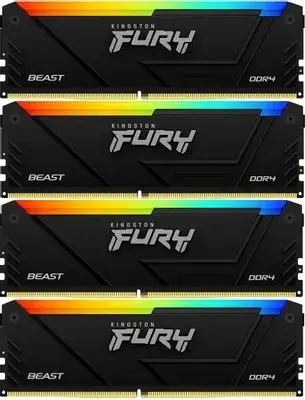 Память оперативная/ Kingston 32GB 2666MT/s DDR4 CL16 DIMM (Kit of 4) FURY Beast RGB