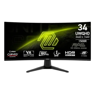 MSI 34" MAG 346CQ {VA Curved 3440x1440 180Hz 1ms 300cd 2xHDMI DisplayPort Internal Vesa}