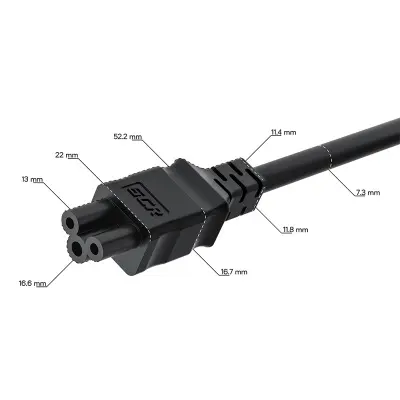 GCR PRO Кабель питания PROF 2.0m, С14 - С5, черный, 3*1,0mm, медь