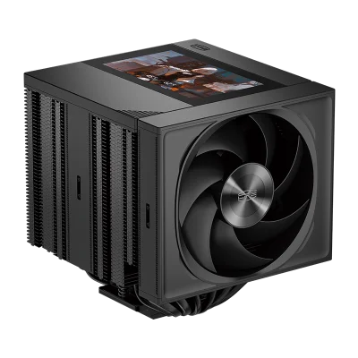 Кулер для процессора/ CPU Cooler PCCooler RZ820 Display BK (290W, 4-pin PWM, LED, 169mm, Al/Cu, 8x6mm, 1x140mm + 1x150mm, 71.9/78.7CFM, 27.1/35.8dBA, 1500/2500RPM, S: 1851/1700/1200/115X/20XX, AM5/AM4, black)