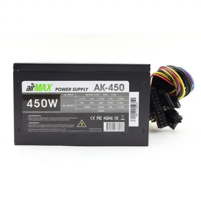 AirMax AK-450W Блок питания 450W ATX (24+4+6пин, 120mm (SCP)\(OVP)\(OCP)\(UVP)\ATX 12V v.2.3)