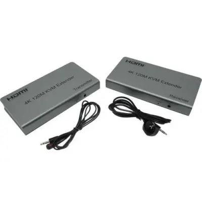 ORIENT VE051, HDMI KVM extender, HDMI+USB+Audio удлинитель до 120 м по витой паре Cat5e/6, HDMI 1.4, 4K@30Hz/1080p@60Hz, HDCP, передача ИК сигнала управления, пит. от вн.БП 5В/1А, метал.корп.(31068)