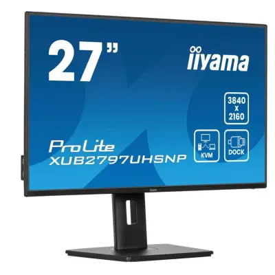 Монитор Iiyama 27" ProLite XUB2797UHSNP-B1 черный IPS LED 4ms 16:9 HDMI M/M матовая HAS Piv 1300:1 350cd 178гр/178гр 3840x2160 60Hz DP 4K USB 6.3кг