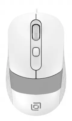 Мышь Оклик 310M белый/серый оптическая (2400dpi) USB для ноутбука (4but)