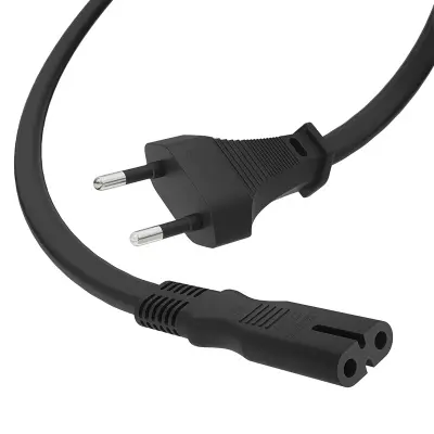 GCR Кабель питания черный, 1.5m, плоская вилка - C7, 2*0,5mm, медь
