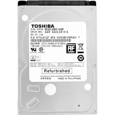 Жесткий диск/ HDD Toshiba SATA 1TB 2.5" 6.0 Gbit/s 5400 rpm 8Mb OFFICIAL RECERTIFIED 1 year warranty (replacement WD10SPZX, MQ04ABF100, ST1000LM048, ST1000LM035, WD10EZRZ, WD10EZEX, ST1000DM003, ST1000DM010, WD10EARZ)